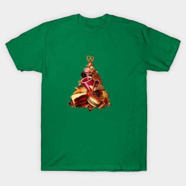 Pizza, Fast Food, Burger Xmas Christmas Tree T-Shirt by dukito